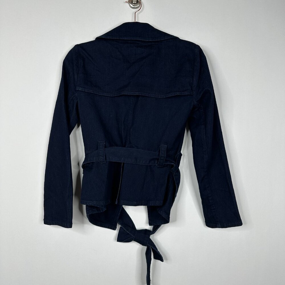 NWT White House Black Market Denim Jacket w Tie Waist Avery Rinse 2 - Picture 3 of 7